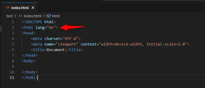 HTMLコードのlang="en"は日本語ならjaに書き直す